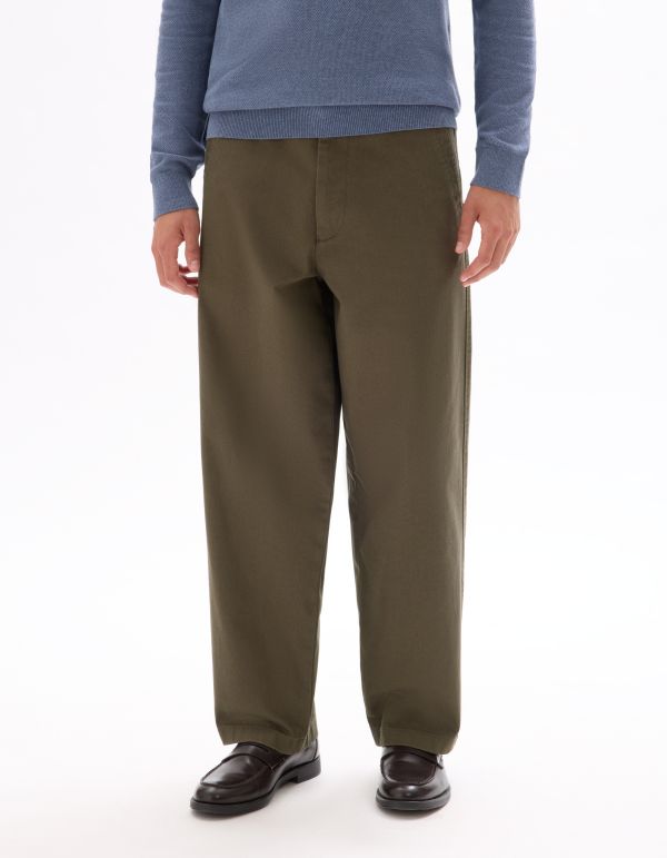 Pantalon chino baggy 100% coton - marron
