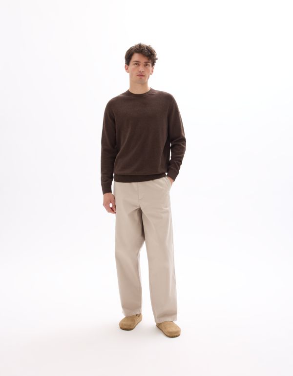 Pantalon chino baggy 100% coton - beige clair