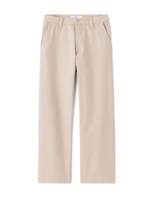 Pantalon chino baggy 100% coton - beige clair