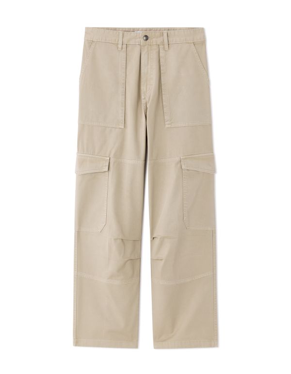 Pantalon cargo baggy 100% coton - beige clair