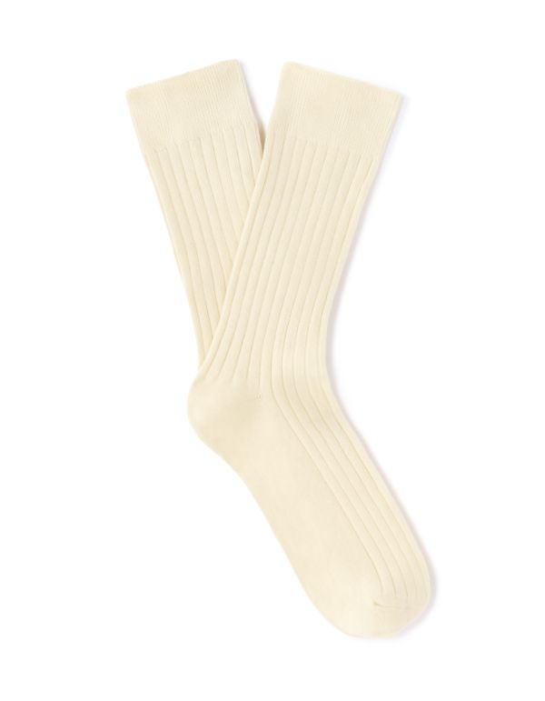 Chaussettes unies côtelées - écru