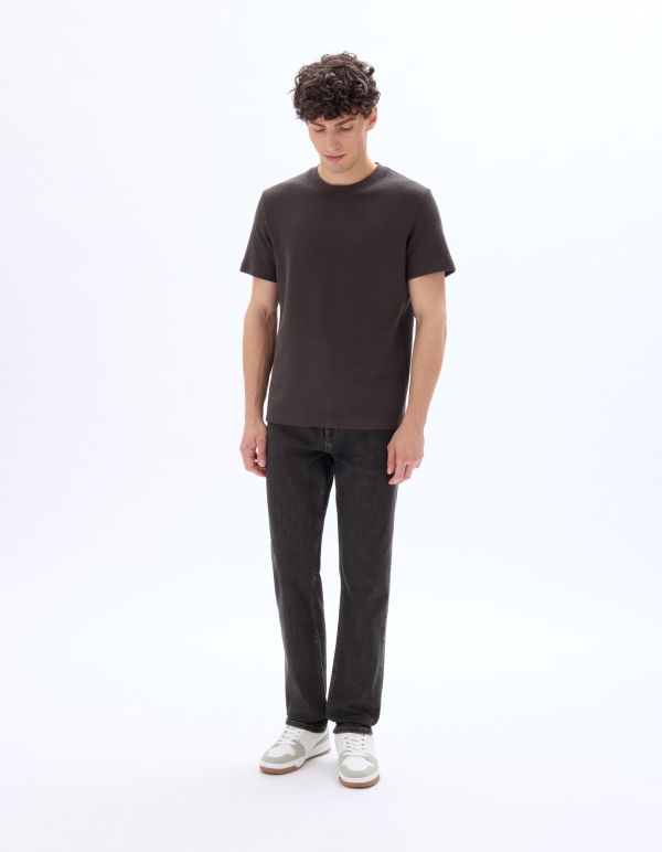 Jean straight surteint coton stretch - noir marron