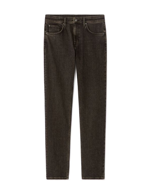Jean straight surteint coton stretch - noir marron