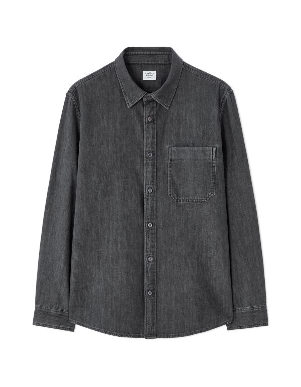 Chemise regular en jean 100% coton - gris