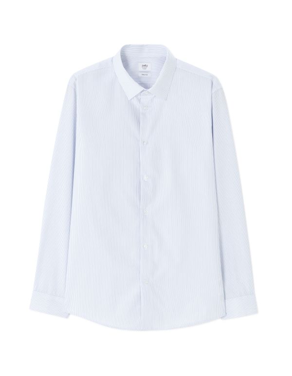 Chemise regular à fines rayures - bleu clair
