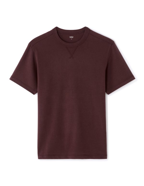 T-shirt boxy col rond 100% coton - figue