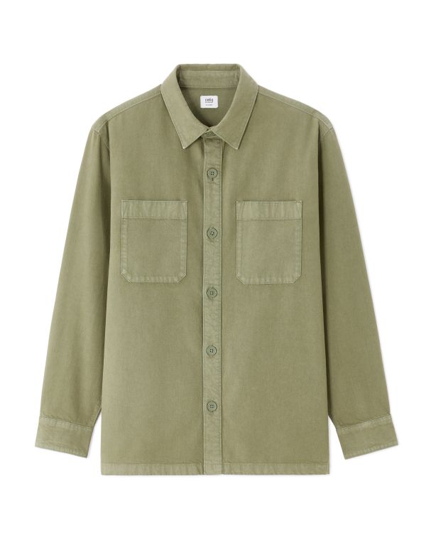 Surchemise teinte en pièce 100% coton - kaki