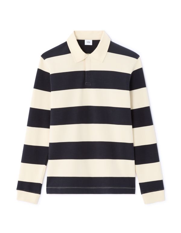Polo boxy manches longues rayé - encre