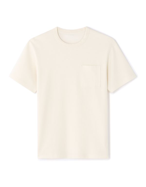 T-shirt boxy col rond flammé - écru