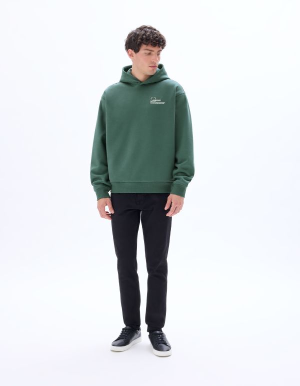 Sweat oversize à capuche imprimé Asie - vert