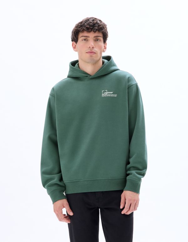 Sweat oversize à capuche imprimé Asie - vert