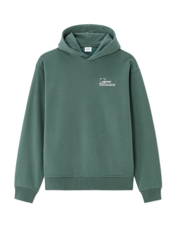 Sweat oversize à capuche imprimé Asie - vert