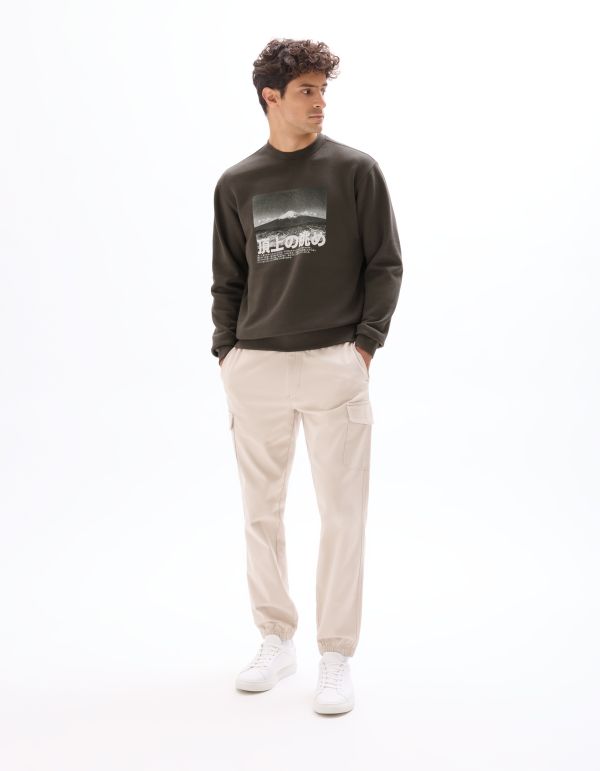 Sweat regular col rond imprimé Asie - anthracite