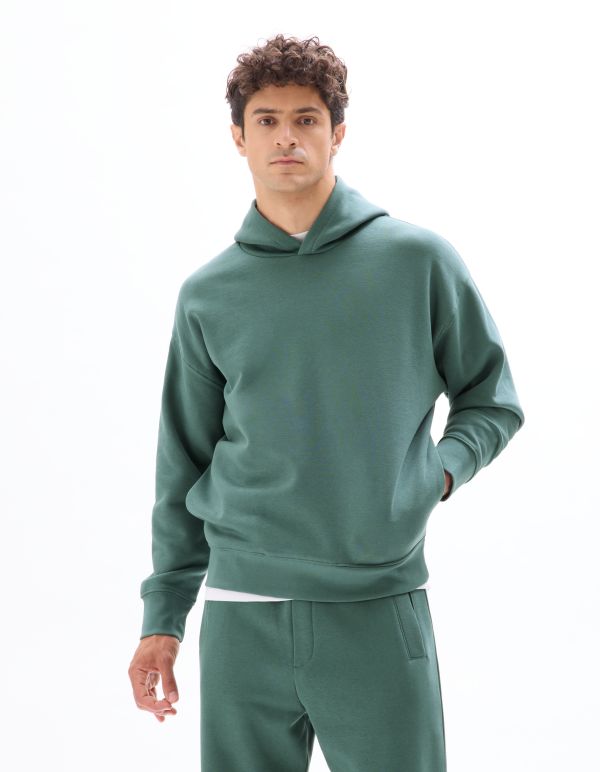 Sweat oversize à capuche uni - vert