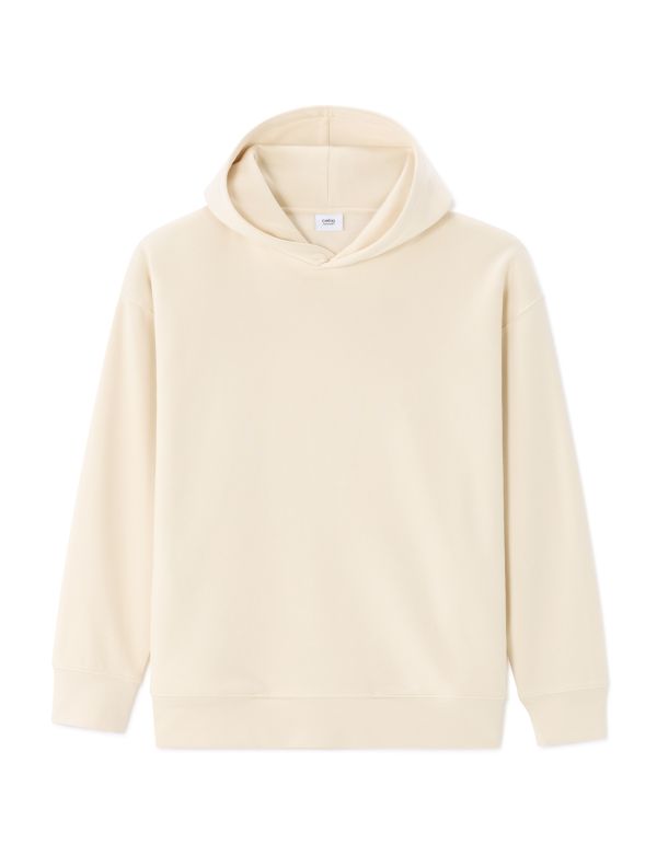 Sweat oversize à capuche uni - beige