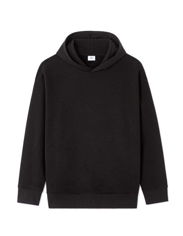 Sweat loose à capuche uni - noir