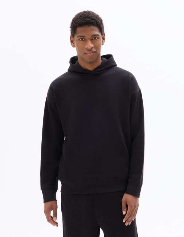 Sweat loose à capuche uni - noir