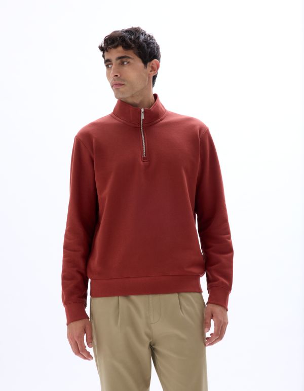 Sweat regular col camionneur uni - rouge