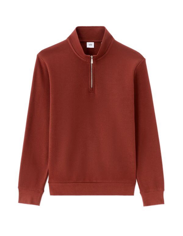 Sweat regular col camionneur uni - rouge