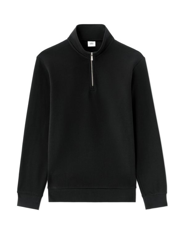 Sweat regular col camionneur uni - noir