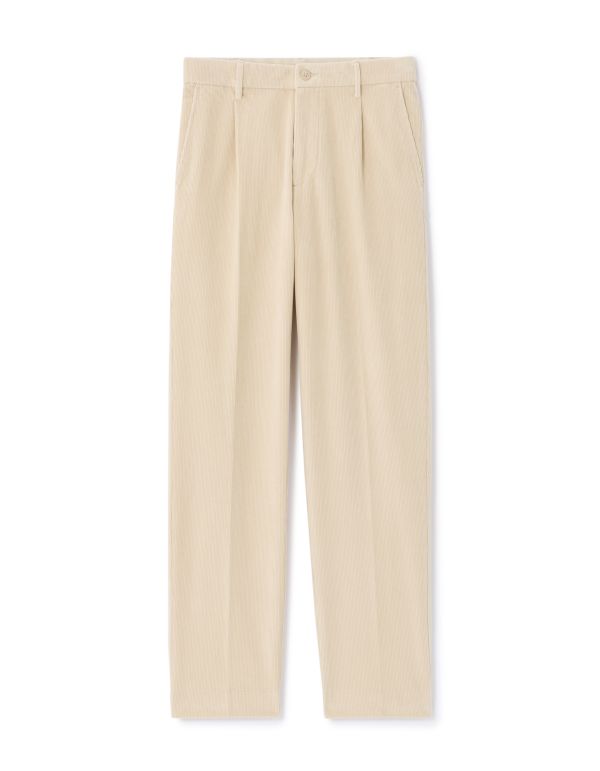 Pantalon chino straight en velour - blanc