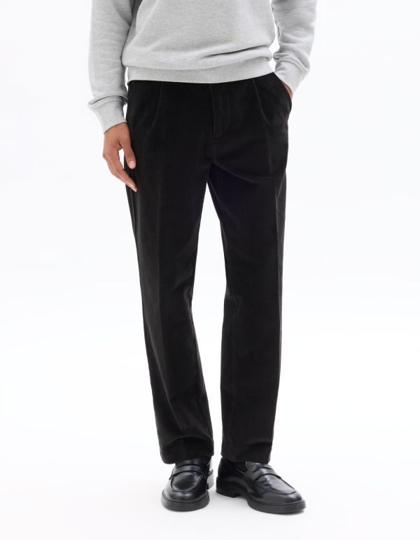 Pantalon chino straight en velour - noir