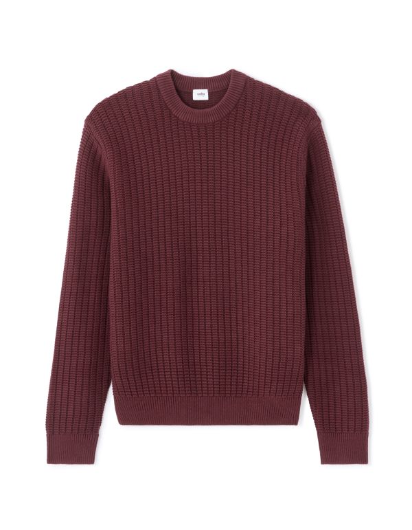 Pull col rond 100% coton avec jeu de points - rouge
