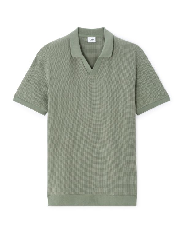 Polo regular en maille gaufrée - vert