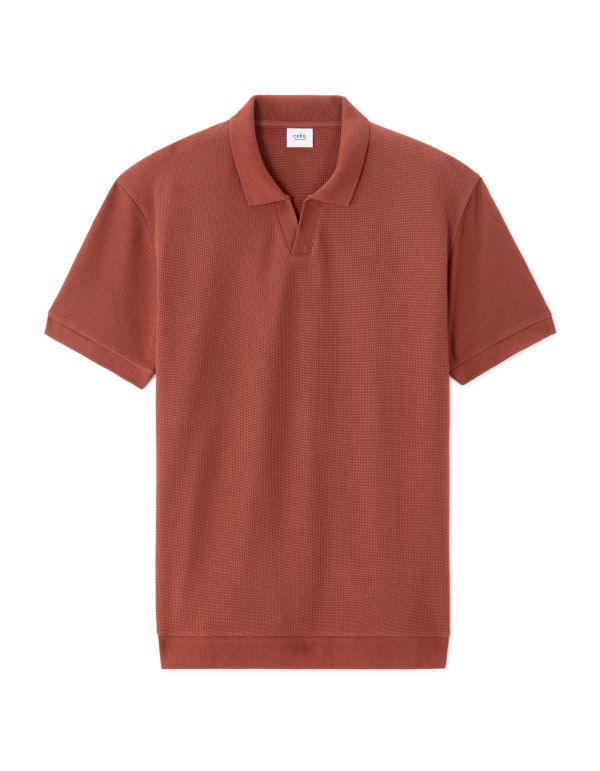 Polo regular en maille gaufrée - rouge