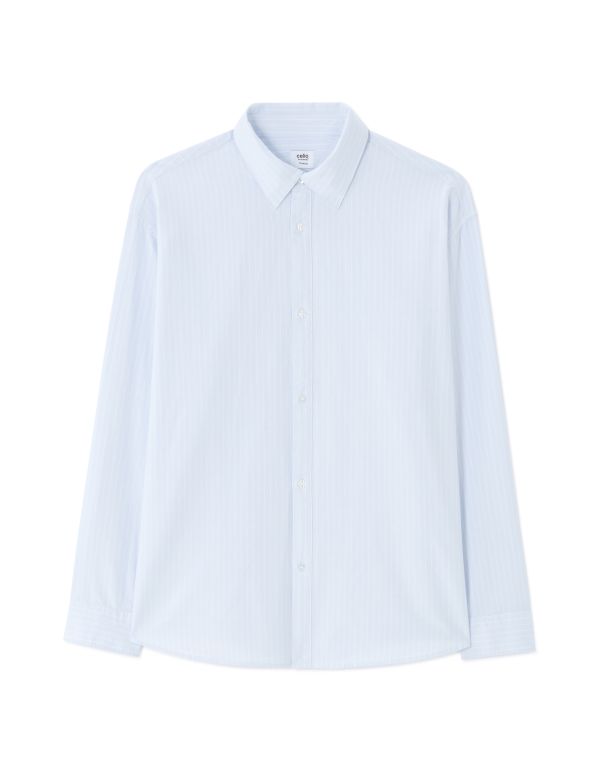 Chemise oversize à rayures 100% coton oxford - bleu clair