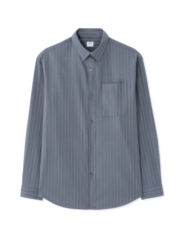 Chemise loose coton tencel rayé - bleu