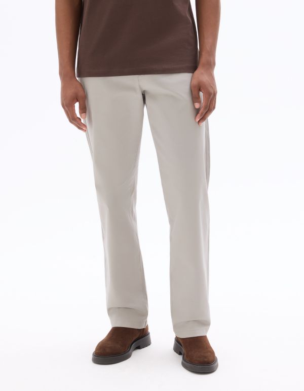 Pantalon chino straight en coton stretch longueur standard - gris clair
