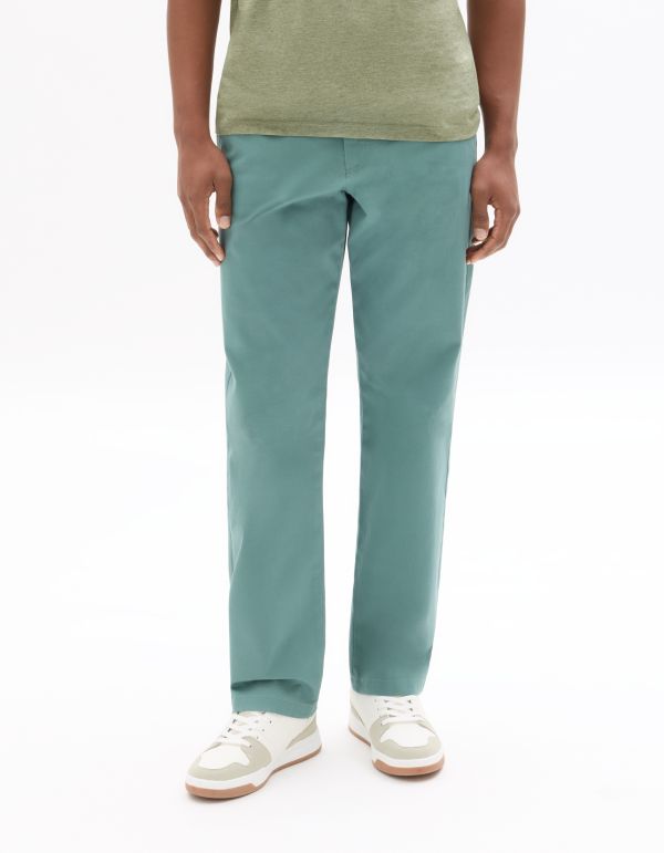 Pantalon chino straight en coton stretch longueur standard - vert clair