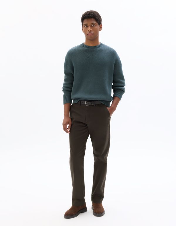 P.01 Pantalon chino straight en coton stretch longueur standard - marron foncé