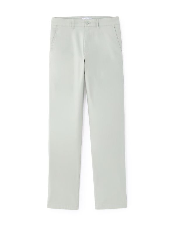 P.01 Pantalon chino straight en coton stretch longueur standard - vert clair
