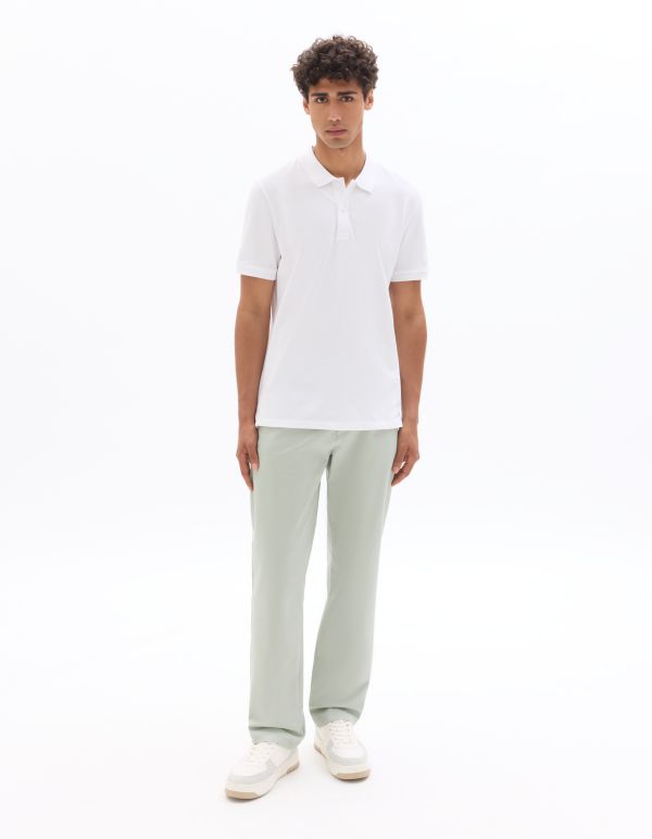 P.01 Pantalon chino straight en coton stretch longueur standard - vert clair