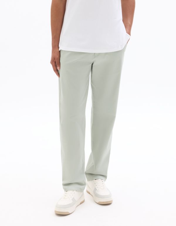 P.01 Pantalon chino straight en coton stretch longueur standard - vert clair