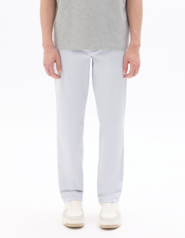 P.01 Pantalon chino straight en coton stretch longueur standard - bleu clair