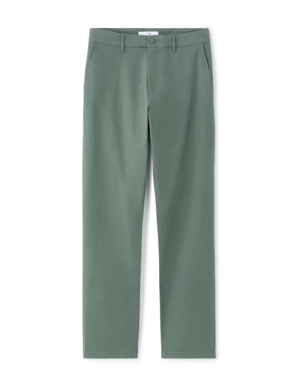 Pantalon chino straight en coton stretch longueur standard - vert moyen