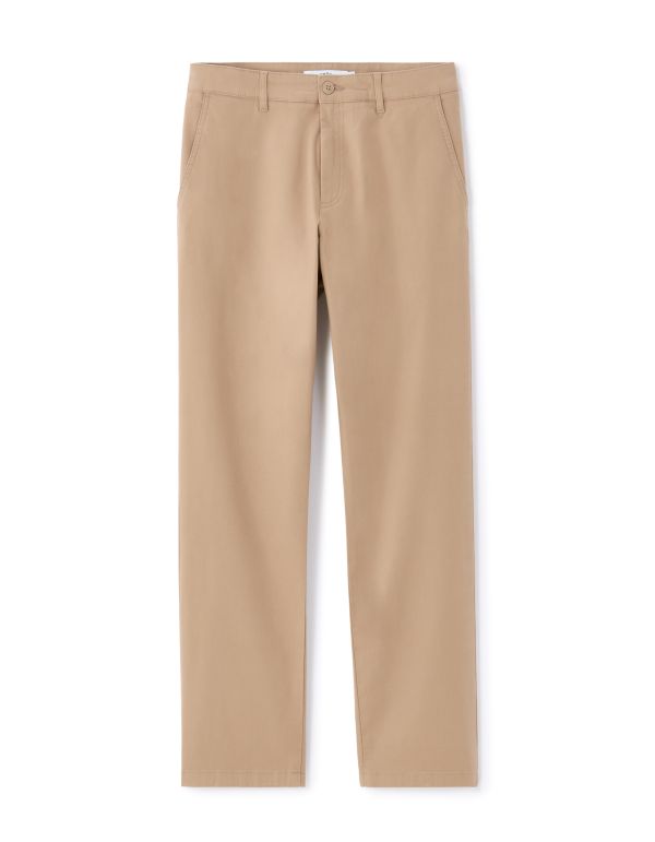 Pantalon chino straight en coton stretch longueur standard - beige