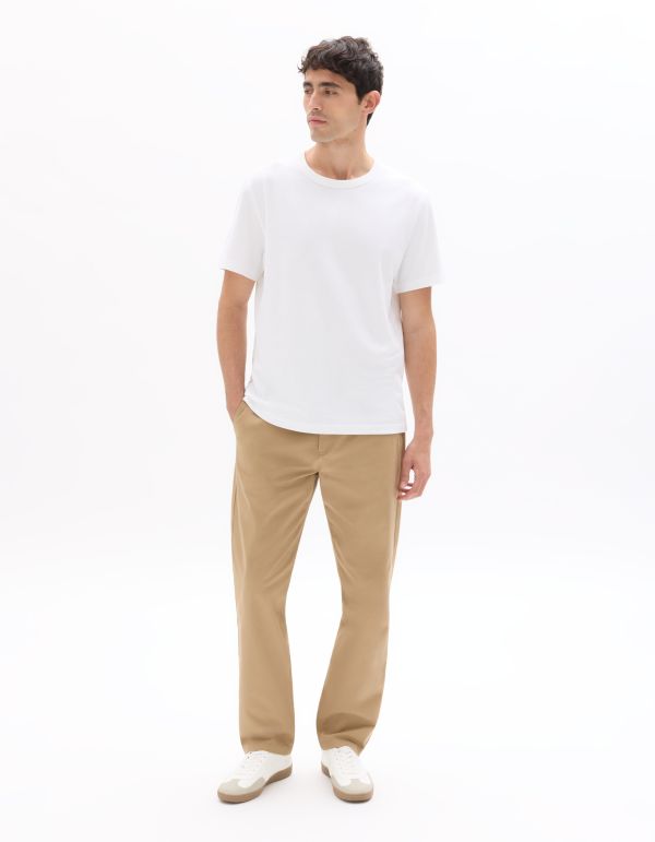 Pantalon chino straight en coton stretch longueur standard - beige