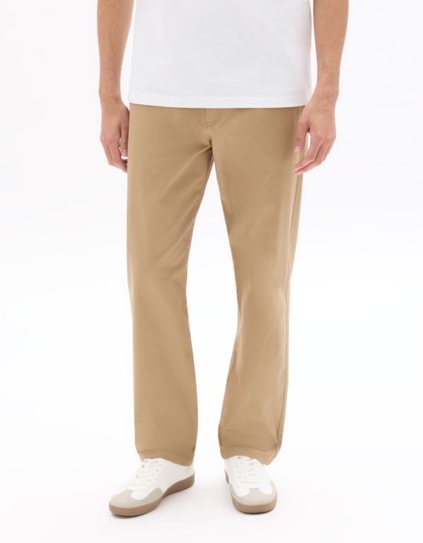 Pantalon chino straight en coton stretch longueur standard - beige