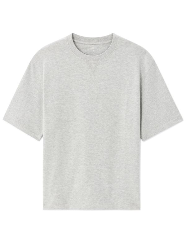 T-shirt oversize col rond en molleton - gris