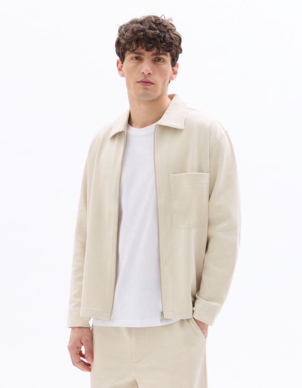 Surchemise texturé avec 2 poches - beige