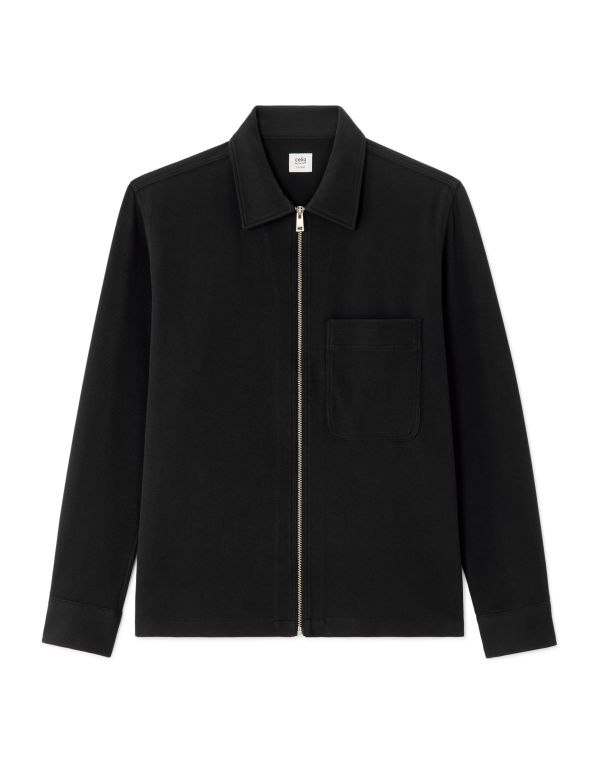 Surchemise texturé avec 2 poches - noir