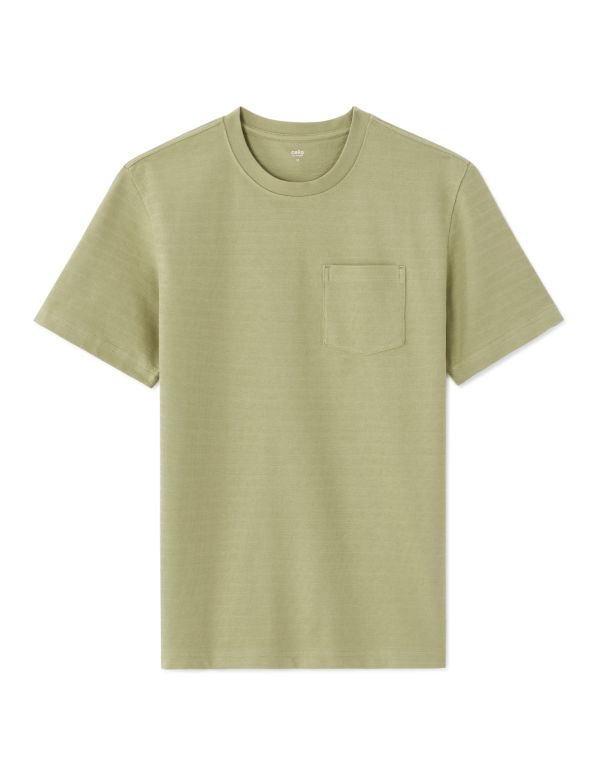 T-shirt boxy coton stretch avec poche  - vert