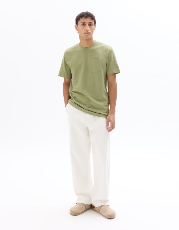 T-shirt boxy coton stretch avec poche  - vert
