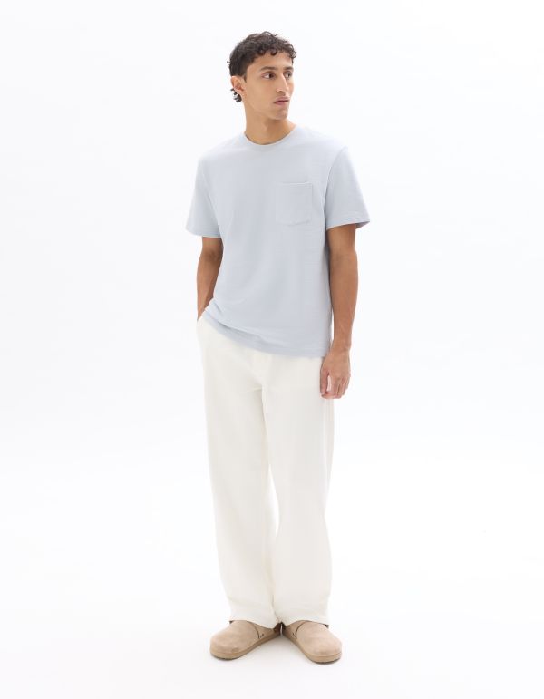 T-shirt boxy coton stretch avec poche  - bleu clair