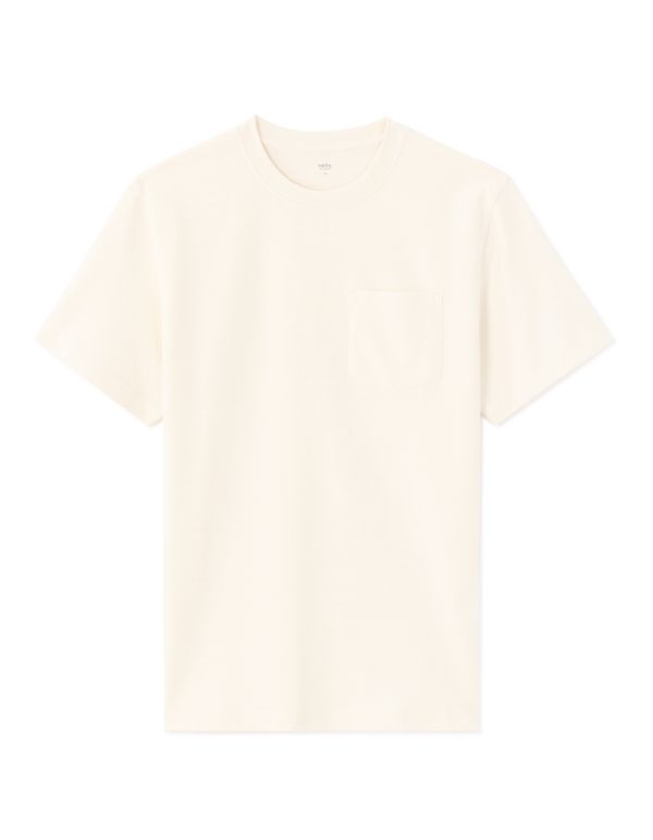 T-shirt boxy coton stretch avec poche  - écru