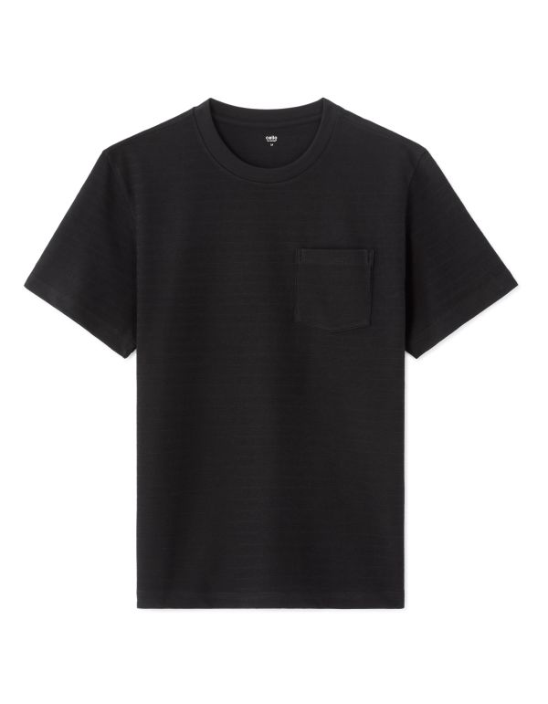 T-shirt boxy coton stretch avec poche - noir